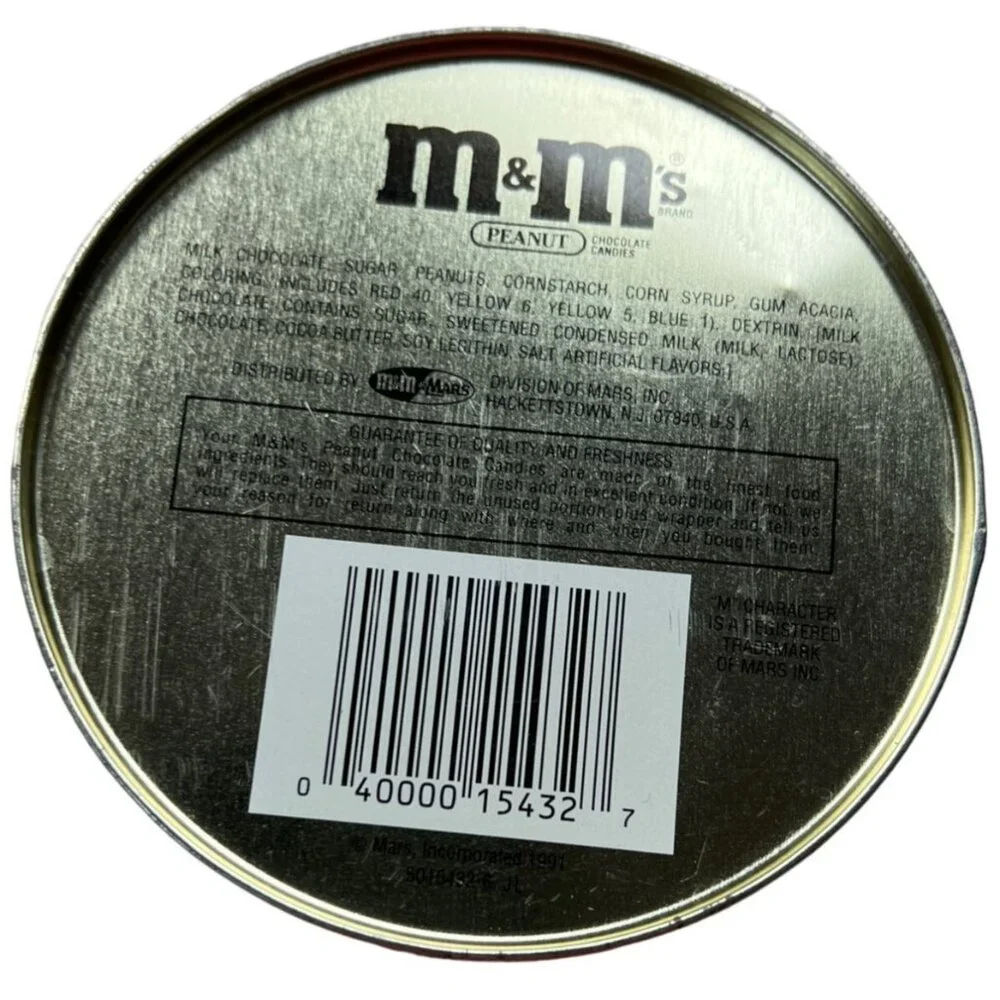 M&M 1991 Season's Greetings Peanut Cholate Candie Collectible Tin
